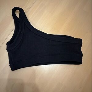 Black one shoulder bathing suit top